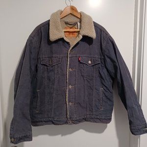 Levi Corduroy Blue Jacket With Sherpa lining Large